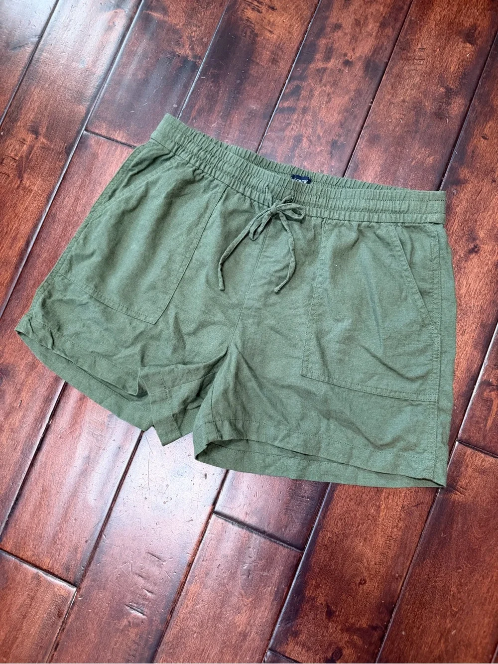 J. Crew - Olive Green Linen Blend Drawstring Shorts
